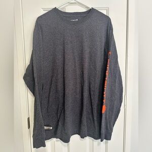 Carhartt Men's Charcoal Long Sleeve Tee with Orange Logo